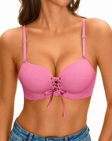 Drawstring Push Up Bra| Add 2 Cups Padded Wireless Strapless Bras Comfort Bra