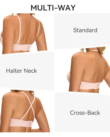 Drawstring Push Up Bra| Add 2 Cups Padded Wireless Strapless Bras Comfort Bra