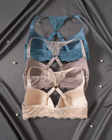 Front Close Lace Underwire Push-Up Bras(3pcs)