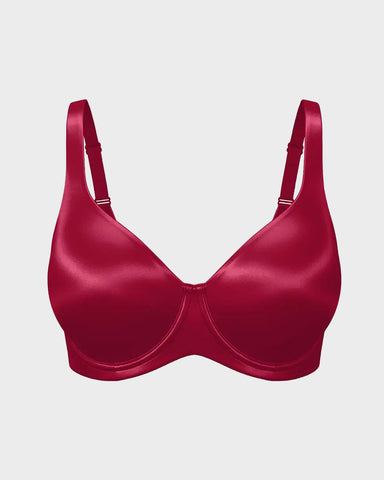 Plus Size Unlined Bra Silky Satin Minimizer Seamless U-Back Supportive Fit