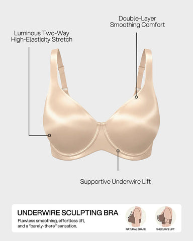 Plus Size Unlined Bra Silky Satin Minimizer Seamless U-Back Supportive Fit