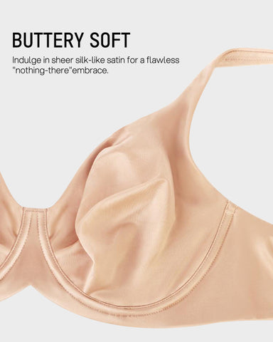 Plus Size Unlined Bra Silky Satin Minimizer Seamless U-Back Supportive Fit