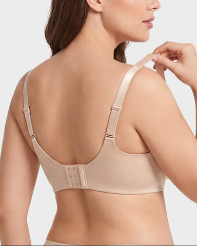Plus Size Unlined Bra Silky Satin Minimizer Seamless U-Back Supportive Fit