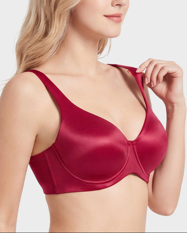 Plus Size Unlined Bra Silky Satin Minimizer Seamless U-Back Supportive Fit