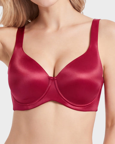 Plus Size Unlined Bra Silky Satin Minimizer Seamless U-Back Supportive Fit