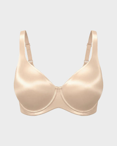 Plus Size Unlined Bra Silky Satin Minimizer Seamless U-Back Supportive Fit