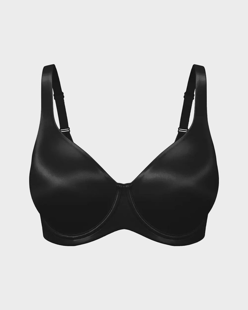Plus Size Unlined Bra Silky Satin Minimizer Seamless U-Back Supportive Fit