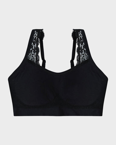 Wireless Seamless Bra with Lace Straps and Invisible Fit