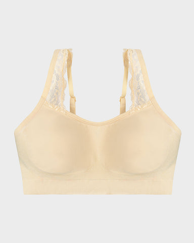 Wireless Seamless Bra with Lace Straps and Invisible Fit