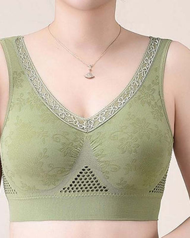 Women’s Wireless Lace Bra with Maximum Support