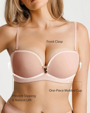 Seamless Strapless Push-Up Bra with Removable Pads