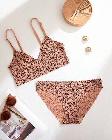 2-Piece Leopard Seamless Lingerie, Casual Series