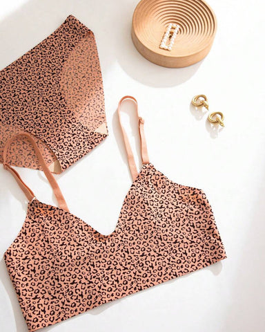 2-Piece Leopard Seamless Lingerie, Casual Series