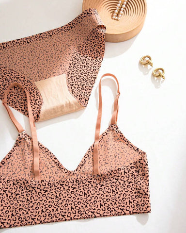 2-Piece Leopard Seamless Lingerie, Casual Series