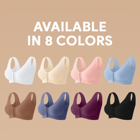 Seamless front-closure cross-back shaping bra.