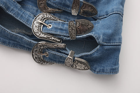 Vibecurve® Buckle Down High-Rise Denim Skort	