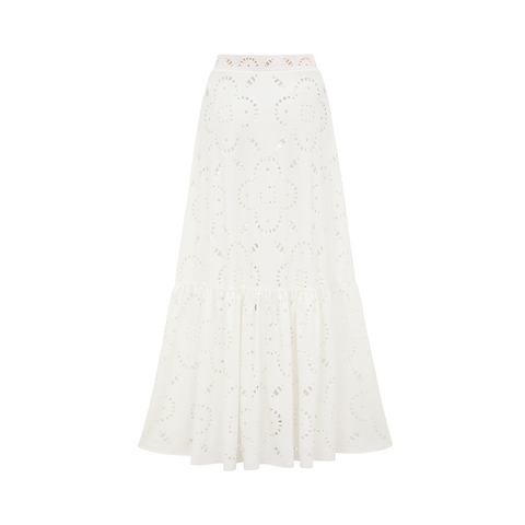 Ruffle White Laser Cutting Flower Hollow Swimsuit Set(s)