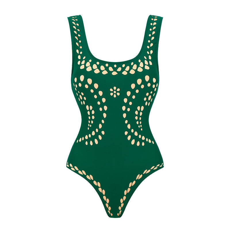 Vibecurve® Fashionable And Sexy Hollow Pattern One-Piece Swimsuit Set	