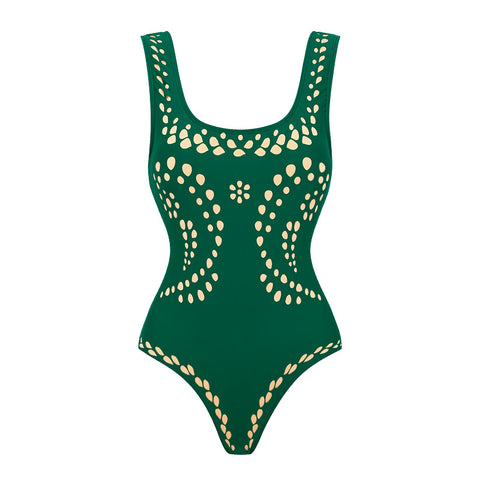 Vibecurve® Fashionable And Sexy Hollow Pattern One-Piece Swimsuit Set	