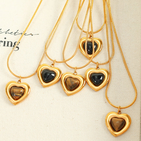 Heart-shaped Tiger Eye Necklace