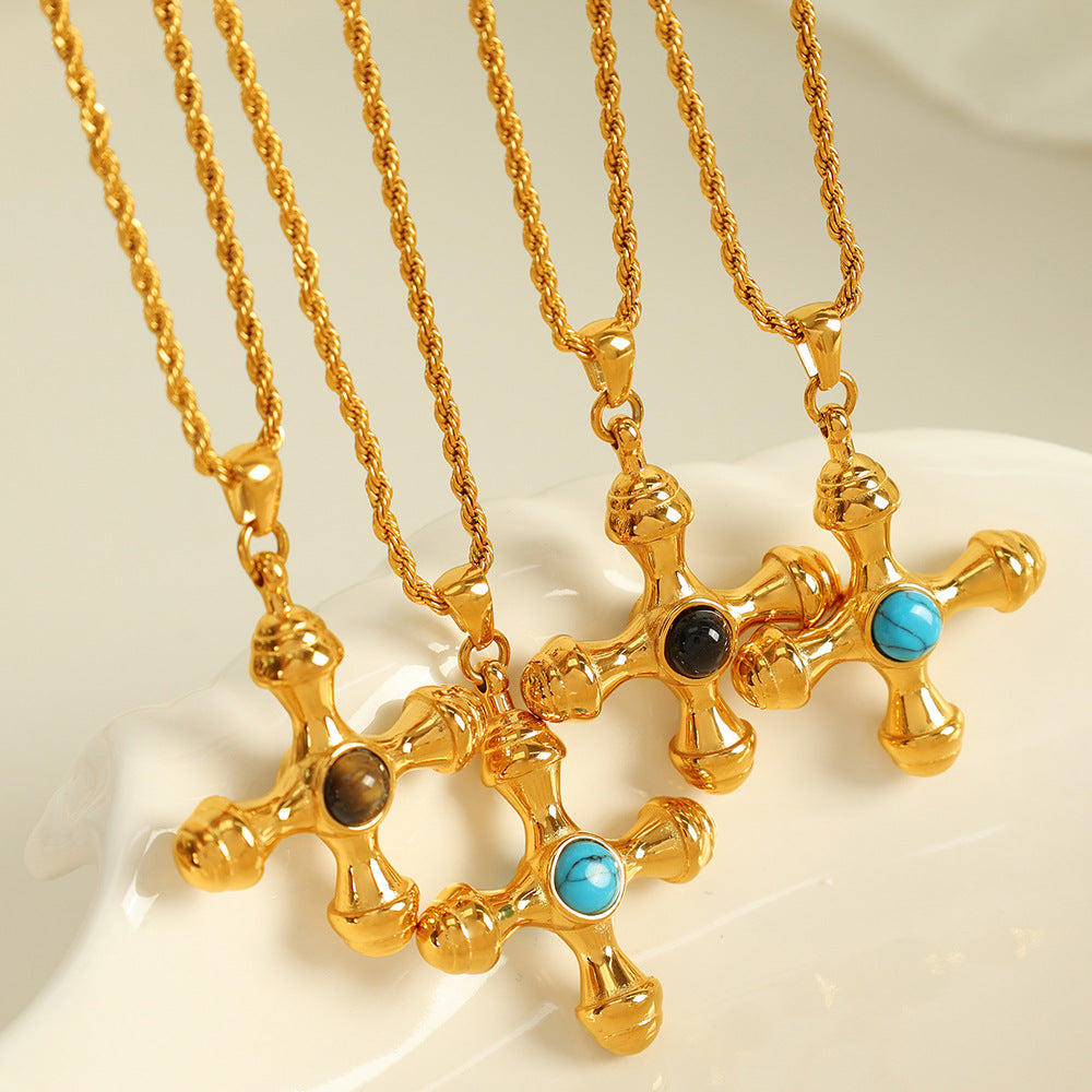 Tiger's Eye Cross Necklace