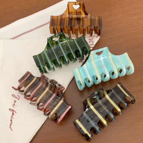 Striped Color-Blocked Acetate Hair Clip
