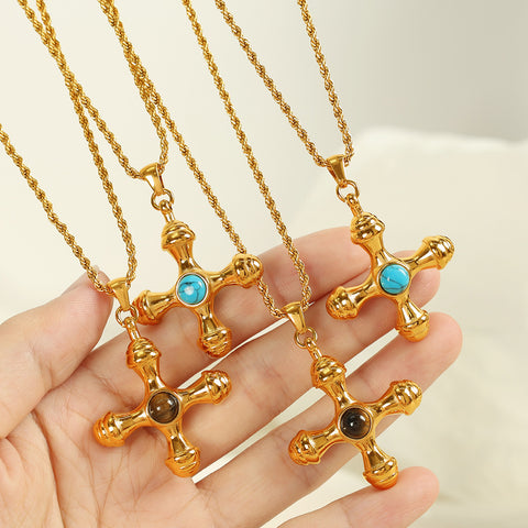 Tiger's Eye Cross Necklace