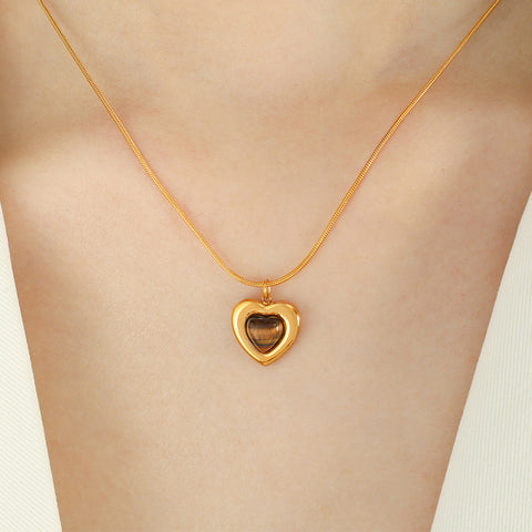 Heart-shaped Tiger Eye Necklace