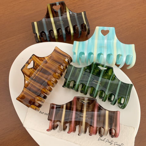 Striped Color-Blocked Acetate Hair Clip