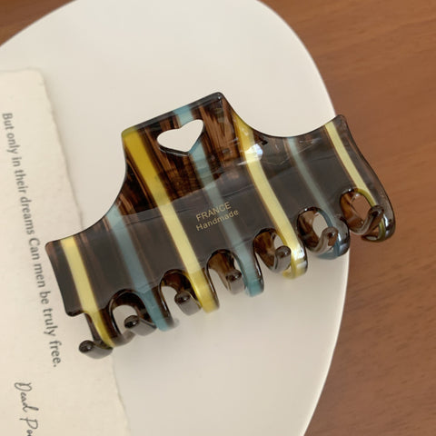 Striped Color-Blocked Acetate Hair Clip