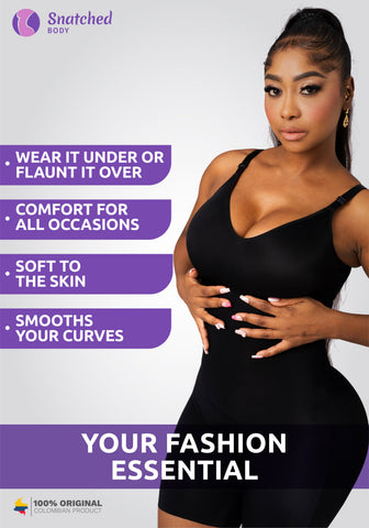 Comfy Tummy Control Shapewear Bodysuit Mid Thigh With Built-In Bra | Daily Use	