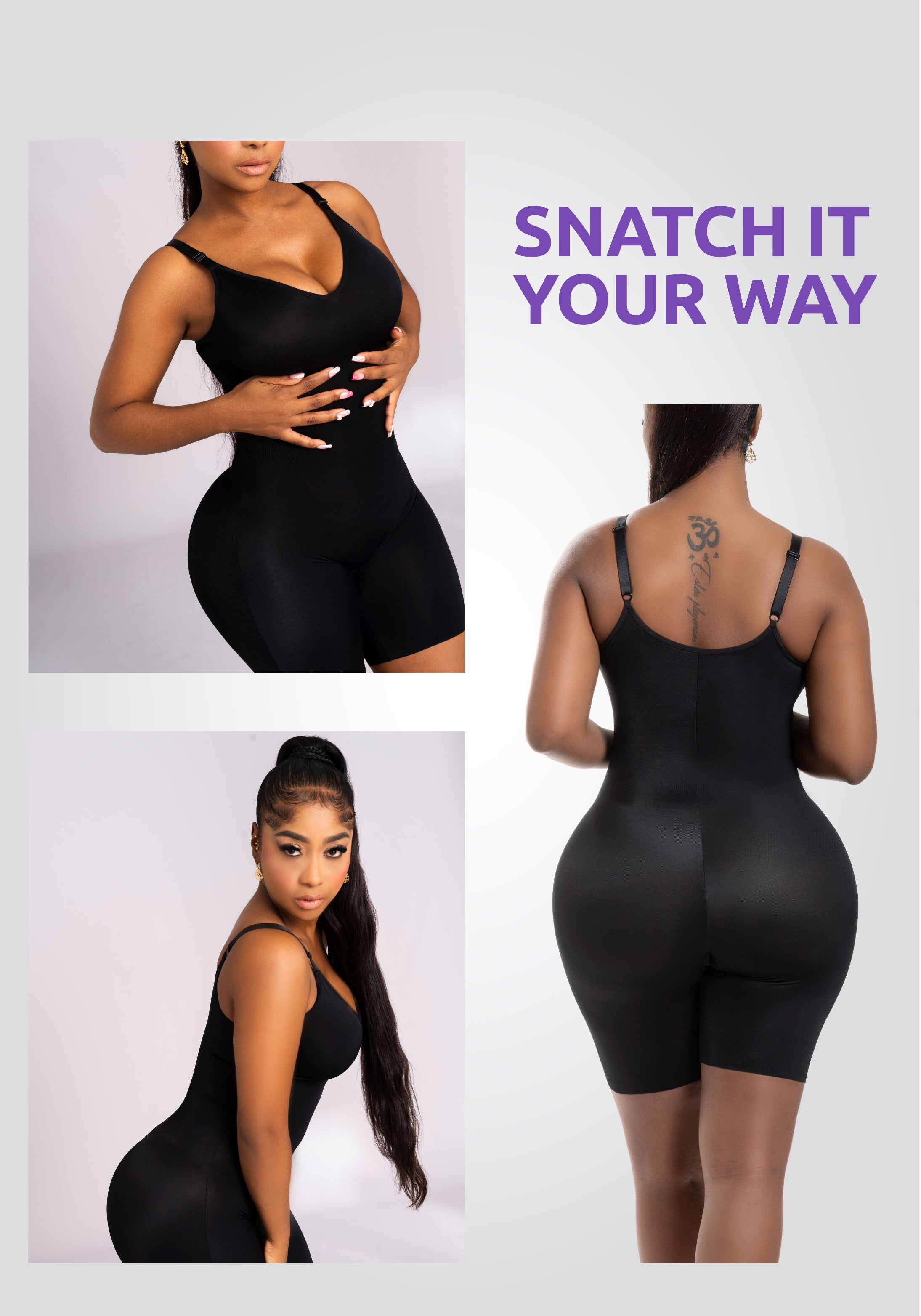 Comfy Tummy Control Shapewear Bodysuit Mid Thigh With Built-In Bra | Daily Use	