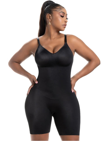 Comfy Tummy Control Shapewear Bodysuit Mid Thigh With Built-In Bra | Daily Use	