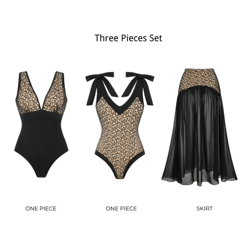 Bowknot Lace Cutout Swimsuit Set(s)