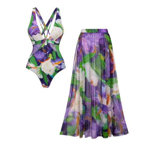 Oil Painting Of Calla Lilies Print Swimsuit Set(s)