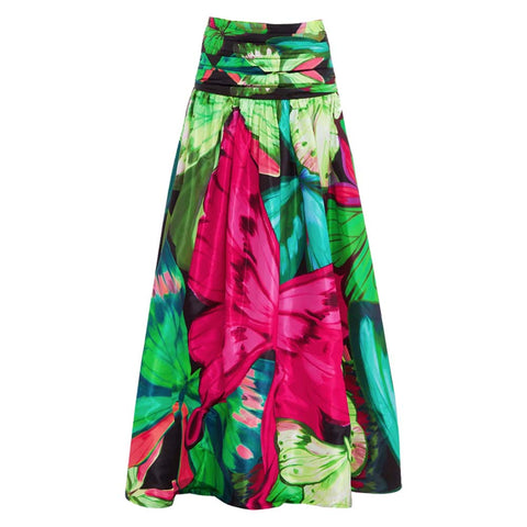 Butterfly Printed One Piece Swimsuit and Skirt
