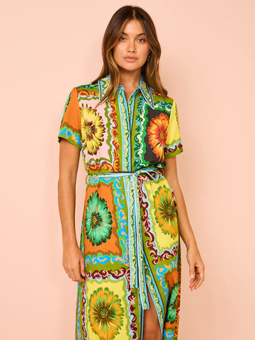 Short Slevees Graffiti Printed Dress