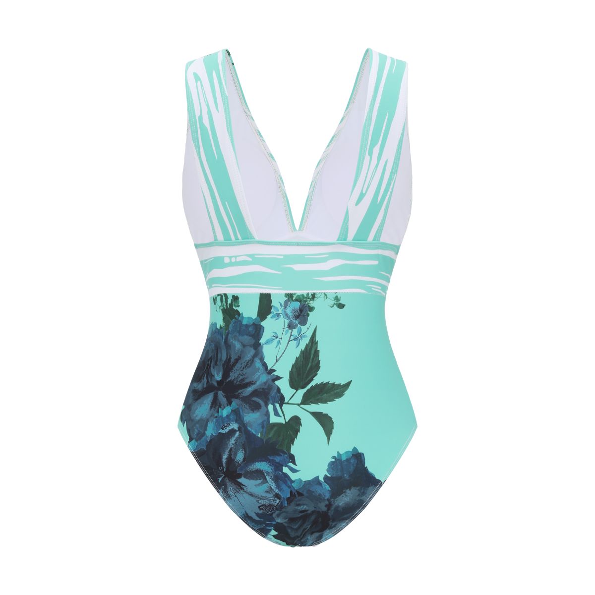 Blossom Print One Piece Swimsuit and Skirt	