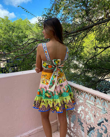 Sling Sleveeless Fruit Printed Mini Dress