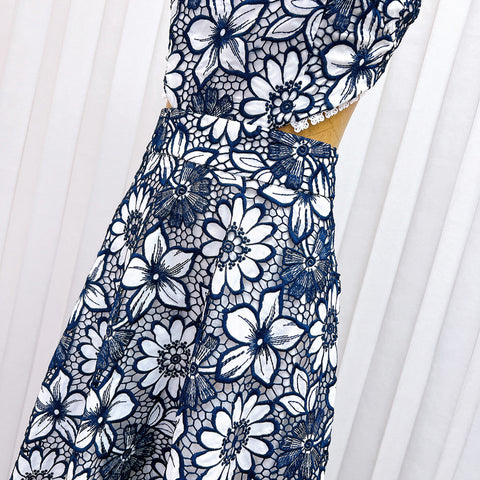 Embroidery Cutout Backless Dress