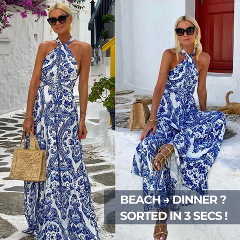 Halter Retro Printed Backless Dress