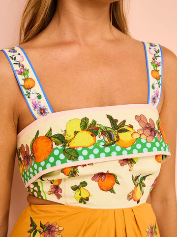 Sling Sleveeless Fruit Printed Mini Dress