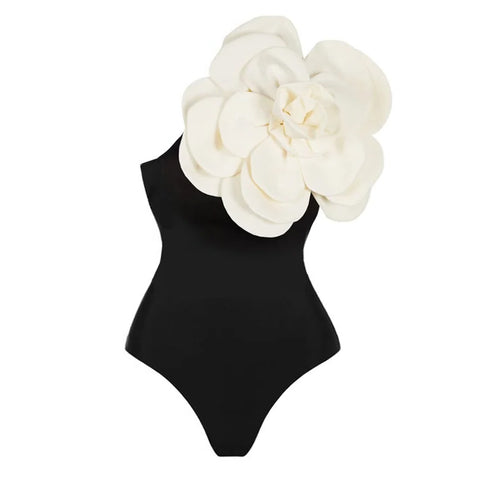 Exaggerated 3D Flower One Piece Swimsuit and Skirt