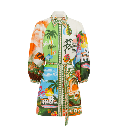 Fashion Vacation Lace up Printed Mini Dress