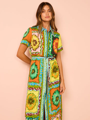 Short Slevees Graffiti Printed Dress