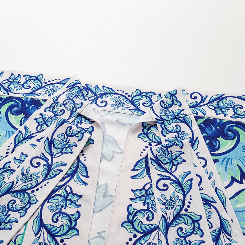 Ruffle Majolica Print Bikini Swimsuit and Sarong or Pants	