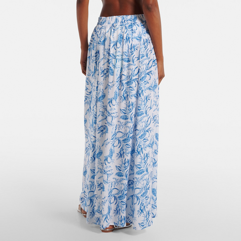 Oblique Shoulder Printed One Piece Swimsuit and Skirt
