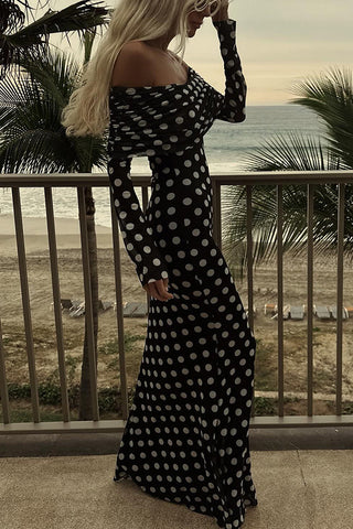 Off Shoulder Polka-Dot Dress