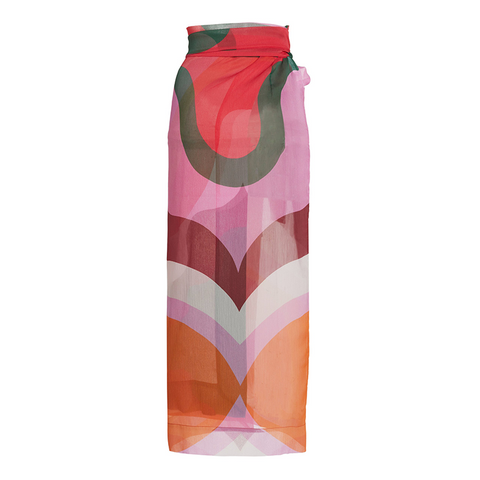 Color Block One Piece Swimsuit and Sarong