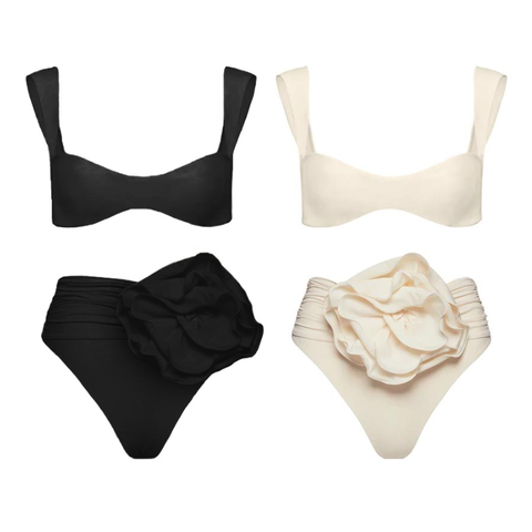 3D Flower High-waisted Bikini Swimsuit Flaxmaker	